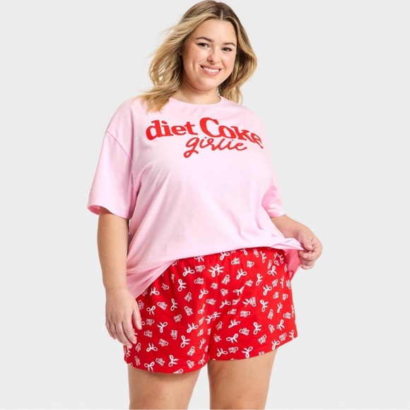 Women's Diet Coke Bow Girlie Graphic Sleep
Pajama Set - Pink XXL - Picture 3 of 5